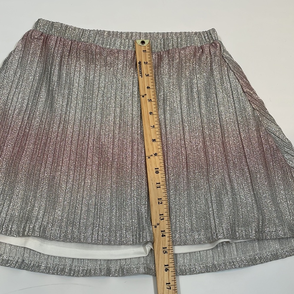 Super Down Skirt Size M NWT Elastic Waist Pull On Skirt Silver and Pink Metallic - Picture 8 of 12